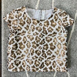 Cherokee Blush Leopard Metallic Top Girls 6/6x